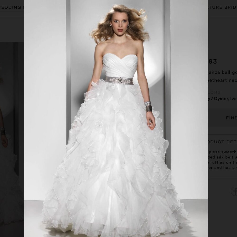 Justin Alexander Signature Chiffon Ruffle Ballgown Wedding Dress
